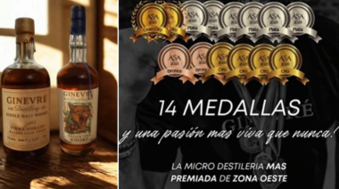 Haedo en lo más alto: la destilería Ginevré de Juan Lanuara ganó 14 medallas en un certamen internacional